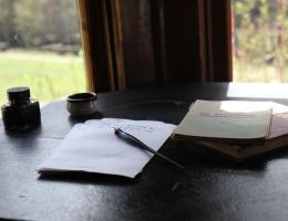 writing materials on table